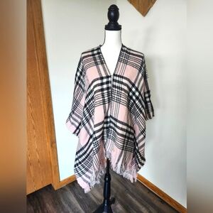 Y2k Juicy Couture Pink and Black Plaid Blanket Poncho